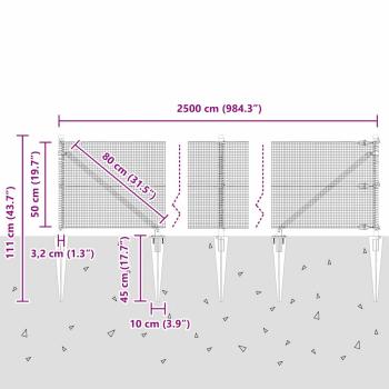 Geschweißter Drahtzaun mit Stacheln 25 x 0,5 m Verzinkter Stahl