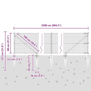 Geschweißter Drahtzaun mit Stacheln 25 x 0,8 m Verzinkter Stahl