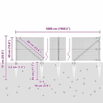 Zaunpfosten Silber 50 x 0,4 m (12 x 12 mm Maschen) Stahl