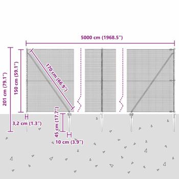 Zaunpfosten Silber 50 x 1,5 m (12 x 12 mm Maschen) Stahl