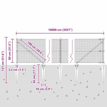 Zaunpfosten Silber 100 x 0,8 m (16 x 16 mm Netz) Stahl