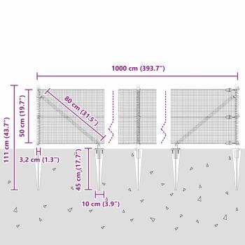 Zaunpfosten Grün 10 x 0,5 m (16 x 16 mm Netz) Stahl