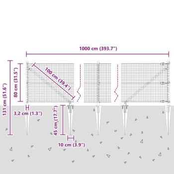 Zaunpfosten Grün 10 x 0,8 m (25 x 25 mm Maschen) Stahl und PVC