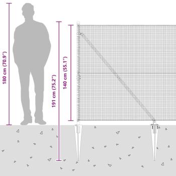Zaunpfosten Grün 10 x 1,4 m (16 x 16 mm Maschen) Stahl und PVC