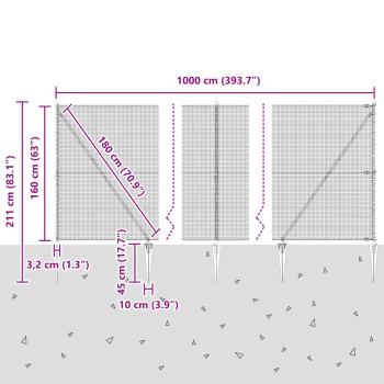 Zaunpfosten Grün 10 x 1,6 m (16 x 16 mm Maschenweite)