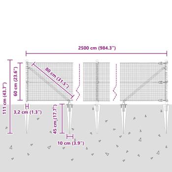 Zaunpfosten Grün 25 x 0,6 m (19 x 19 mm Maschen) Stahl und PVC
