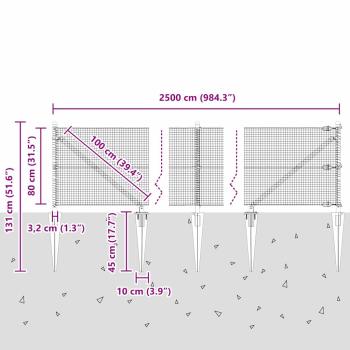 Zaunpfosten Grün 25 x 0,8 m (16 x 16 mm Netz) Stahl und PVC