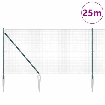 Geschweißter Drahtzaun mit Stacheln 25 x 1,2 m Grün Netz