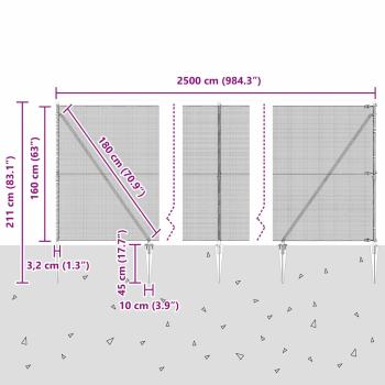 Zaunpfosten Grün 25 x 1,6 m (12 x 12 mm Netz) Stahl und PVC