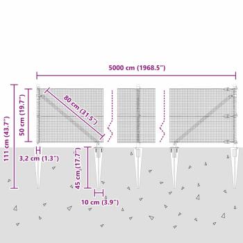 Zaunpfosten Grün 50 x 0,5 m (12 x 12 mm Masche) Stahl und PVC