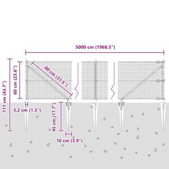 Zaunpfosten Grün 50 x 0,6 m (19 x 19 mm Mesh) Stahl und PVC