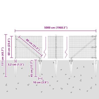 Zaunpfosten Grün 50 x 0,6 m (25 x 25 mm Maschen) Stahl und PVC