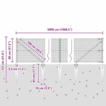 Zaunpfosten Grün 50 x 0,8 m (16 x 16 mm Maschen) Stahl und PVC