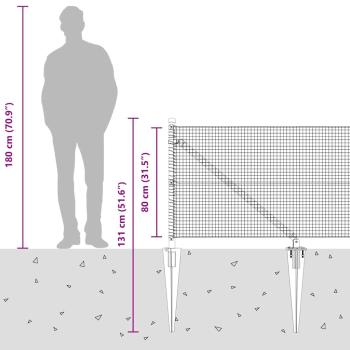 Zaunpfosten Grün 50 x 0,8 m (16 x 16 mm Maschen) Stahl und PVC