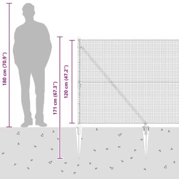 Zaunpfosten Grün 50 x 1,2 m (19 x 19 mm Netz) Stahl und PVC