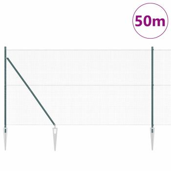 Geschweißter Drahtzaun mit Stacheln 50 x 1,4 m Grün Netz