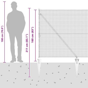 Zaunpfosten Grau 10 x 1,6 m (25 x 25 mm Maschenweite)