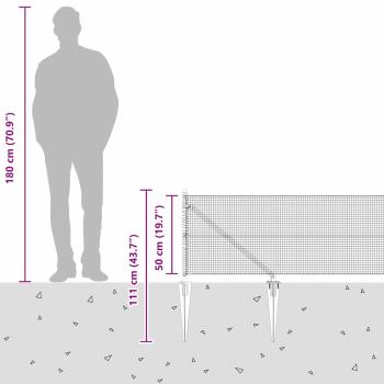 Zaunpfosten Grau 50 x 0,5 m (16 x 16 mm Maschen) Stahl und PVC