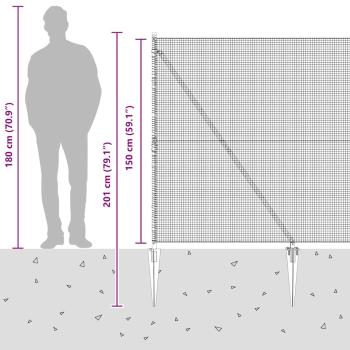 Zaunpfosten Grau 50 x 1,5 m (16 x 16 mm Maschen) Stahl und PVC