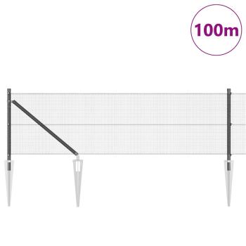 Zaunpfosten Grau 100 x 0,6 m (12 x 12 mm Netz) Stahl und PVC
