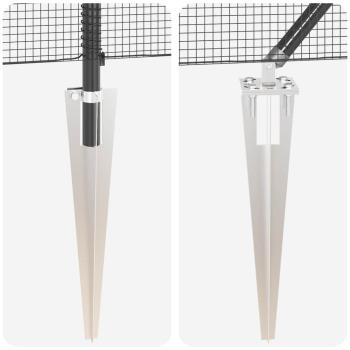 Zaunpfosten Grau 100 x 0,6 m (12 x 12 mm Netz) Stahl und PVC