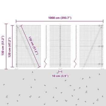 Zaunpfosten Silber 10 x 1,2 m (25 x 25 mm Maschen) Stahl