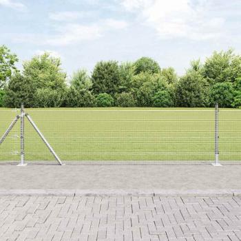 ARDEBO.de - Geschweißter Drahtzaun mit Betonsockel 25 x 0,4 m Silber Netz