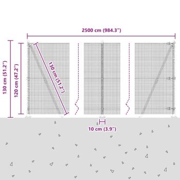 Zaunpfosten Silber 25 x 1,2 m (12 x 12 mm Masche) Stahl