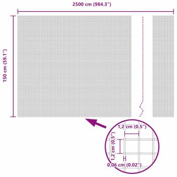 Zaunpfosten Silber 25 x 1,5 m (12 x 12 mm Netz) Stahl