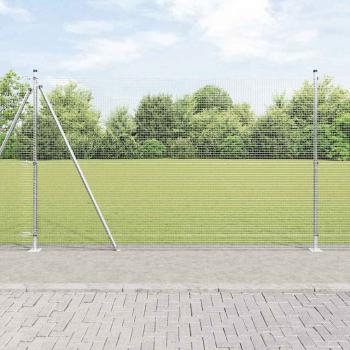 ARDEBO.de - Geschweißter Drahtzaun mit Betonsockel 25 x 1,5 m Silber Netz