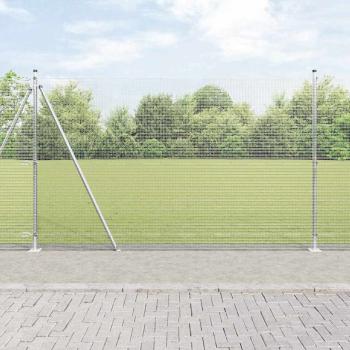 ARDEBO.de - Geschweißter Drahtzaun mit Betonsockel 25 x 1,6 m Silber Netz