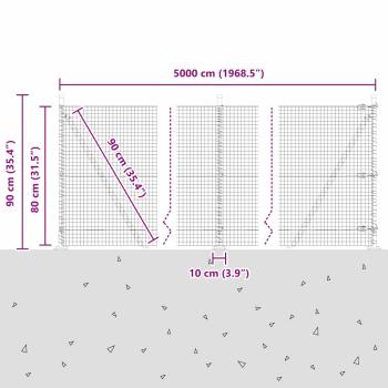 Zaunpfosten Silber 50 x 0,8 m (25 x 25 mm Maschen) Stahl
