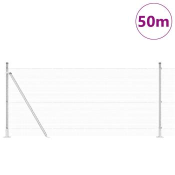 Geschweißter Drahtzaun mit Betonsockel 50 x 1 m Silber Netz