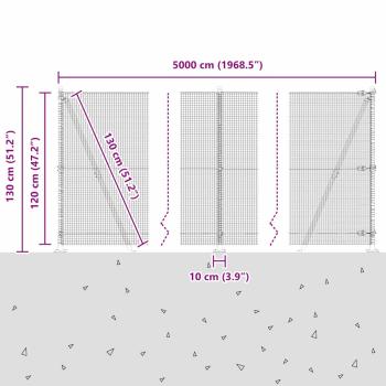 Zaunpfosten Silber 50 x 1,2 m (16 x 16 mm Netz) Stahl