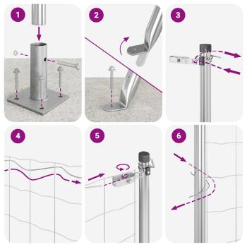 Zaunpfosten Silber 50 x 1,4 m (25 x 25 mm Netz) Stahl