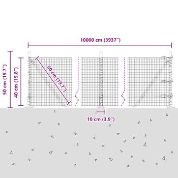 Zaunpfosten Silber 100 x 0,4 m (19 x 19 mm Maschen) Stahl