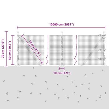 Zaunpfosten Silber 100 x 0,5 m (16 x 16 mm Maschen) Stahl