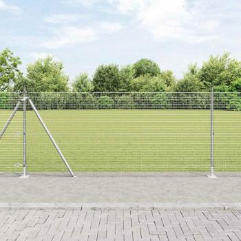 ARDEBO.de - Geschweißter Drahtzaun mit Betonsockel 100 x 0,8 m Silber Netz