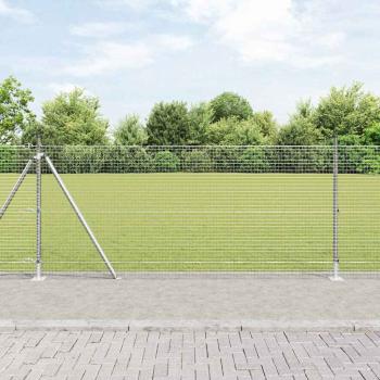 ARDEBO.de - Geschweißter Drahtzaun mit Betonsockel 100 x 0,8 m Silber Netz