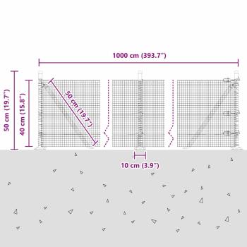 Zaunpfosten Grün 10 x 0,4 m (16 x 16 mm Maschen) Stahl und PVC