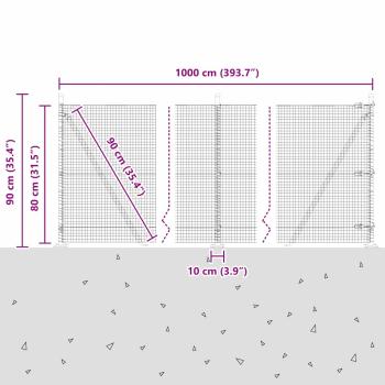 Zaunpfosten Grün 10 x 0,8 m (19 x 19 mm Maschen) Stahl und PVC