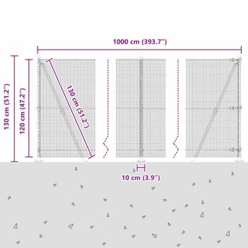 Zaunpfosten Grün 10 x 1,2 m (16 x 16 mm Netz) Stahl und PVC