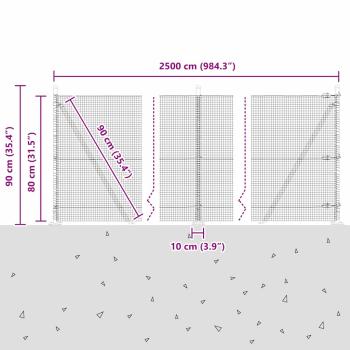 Zaunpfosten Grün 25 x 0,8 m (16 x 16 mm Netz) Stahl und PVC