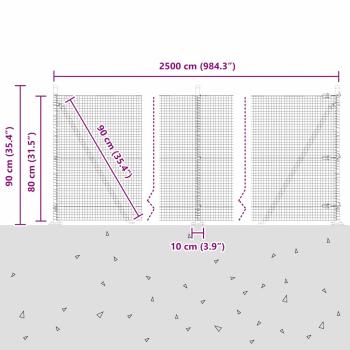 Zaunpfosten Grün 25 x 0,8 m (19 x 19 mm Masche) Stahl und PVC