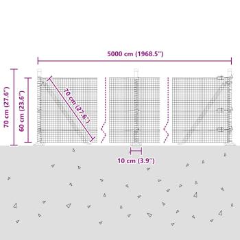 Zaunpfosten Grün 50 x 0,6 m (16 x 16 mm Maschen) Stahl und PVC