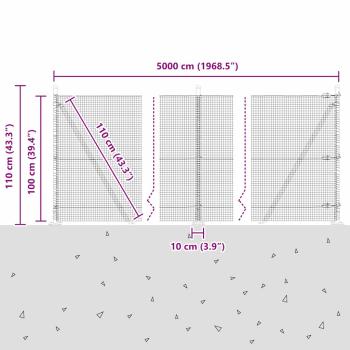 Zaunpfosten Grün 50 x 1 m (16 x 16 mm Maschen) Stahl und PVC
