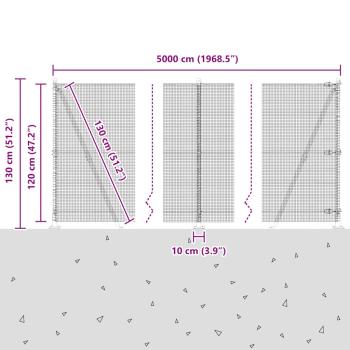 Zaunpfosten Grün 50 x 1,2 m (12 x 12 mm Maschen) Stahl und PVC
