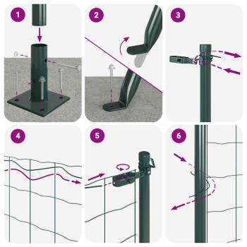 Zaunpfosten Grün 50 x 1,2 m (25 x 25 mm Gitter) Stahl und PVC