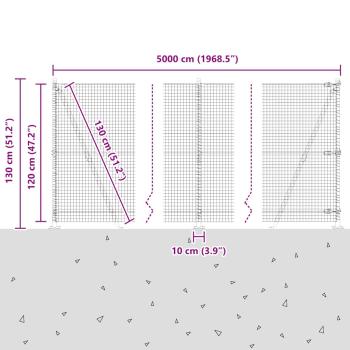 Zaunpfosten Grün 50 x 1,2 m (25 x 25 mm Gitter) Stahl und PVC