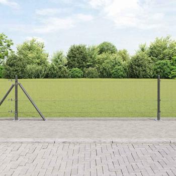 ARDEBO.de - Geschweißter Drahtzaun mit Betonsockel 10 x 0,5 m Grau Netz